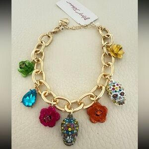 BETSEY JOHNSON Halloween Mexican Day of Dead Sugar Skull Charm Bracelet NEW NWT